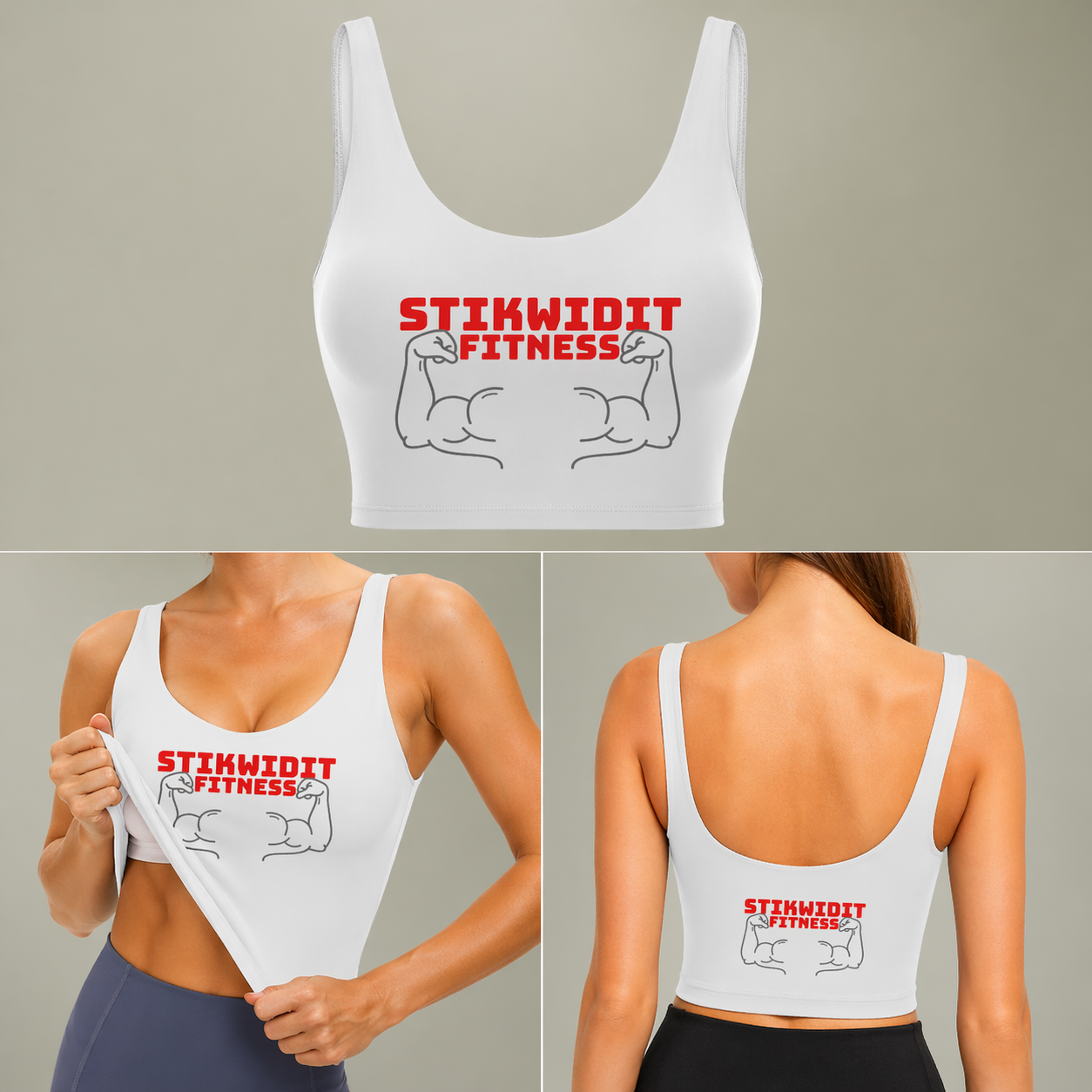 Stickwrit Fitness Sports Bra — Women's Polyester All-Over-Print Workout Crop