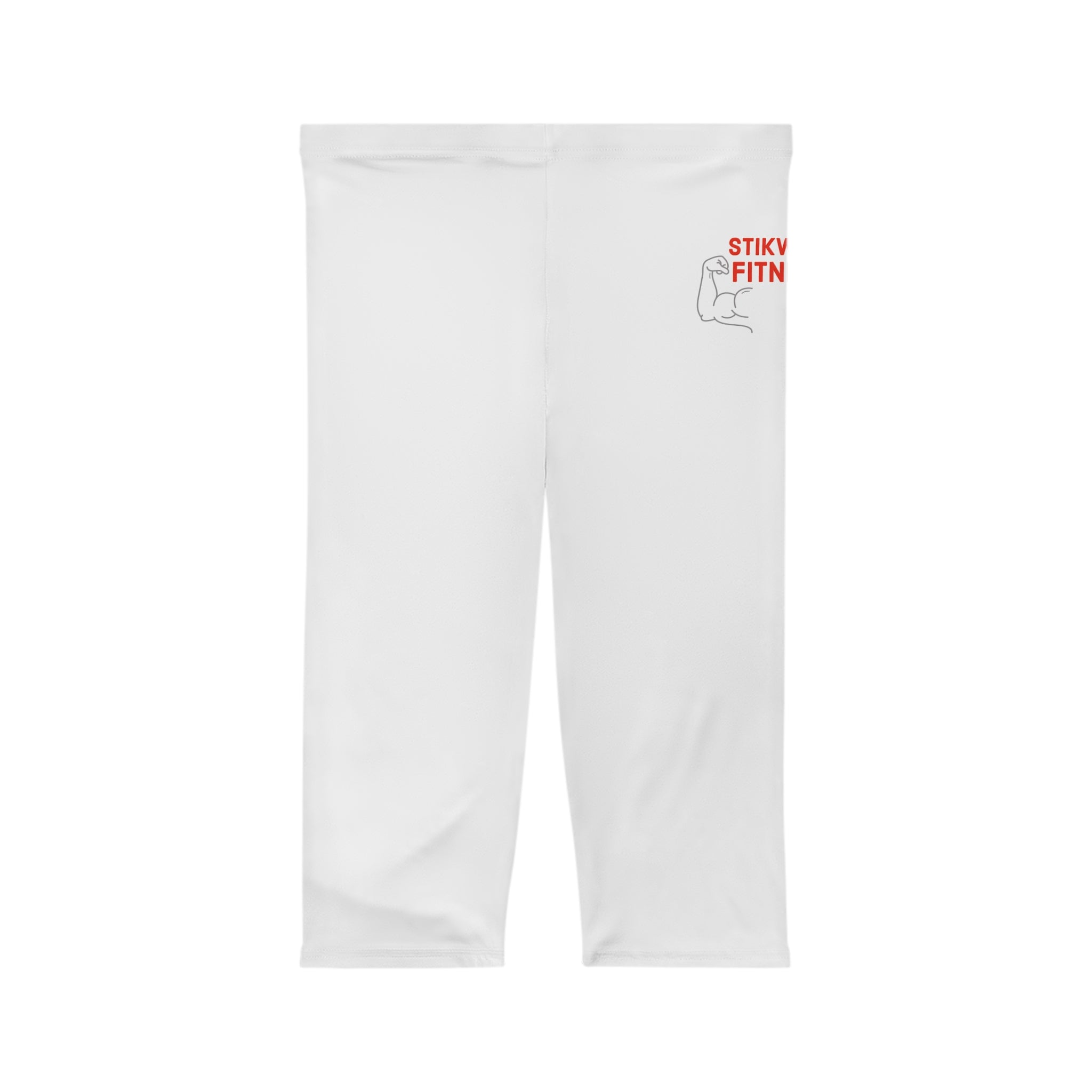 Stikwidit Fitness Capri Leggings — Women’s White Athletic Crop with Logo